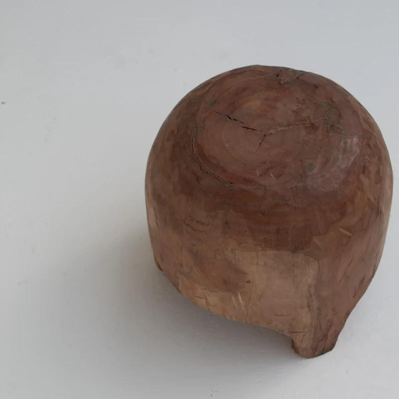 Sculptural Solid Wood Stool in Warm Natural Patina