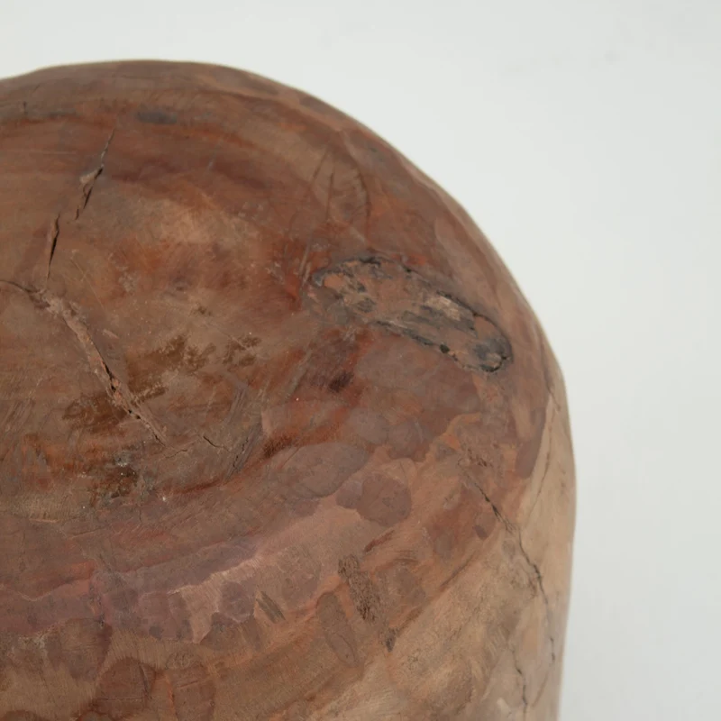 Sculptural Solid Wood Stool in Warm Natural Patina