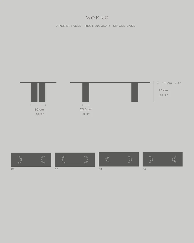 Aperta Rectangular Table - Single Base