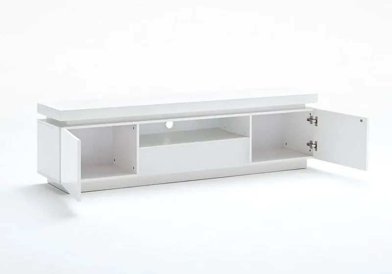 Meuble Tv laqué blanc LED - Opra