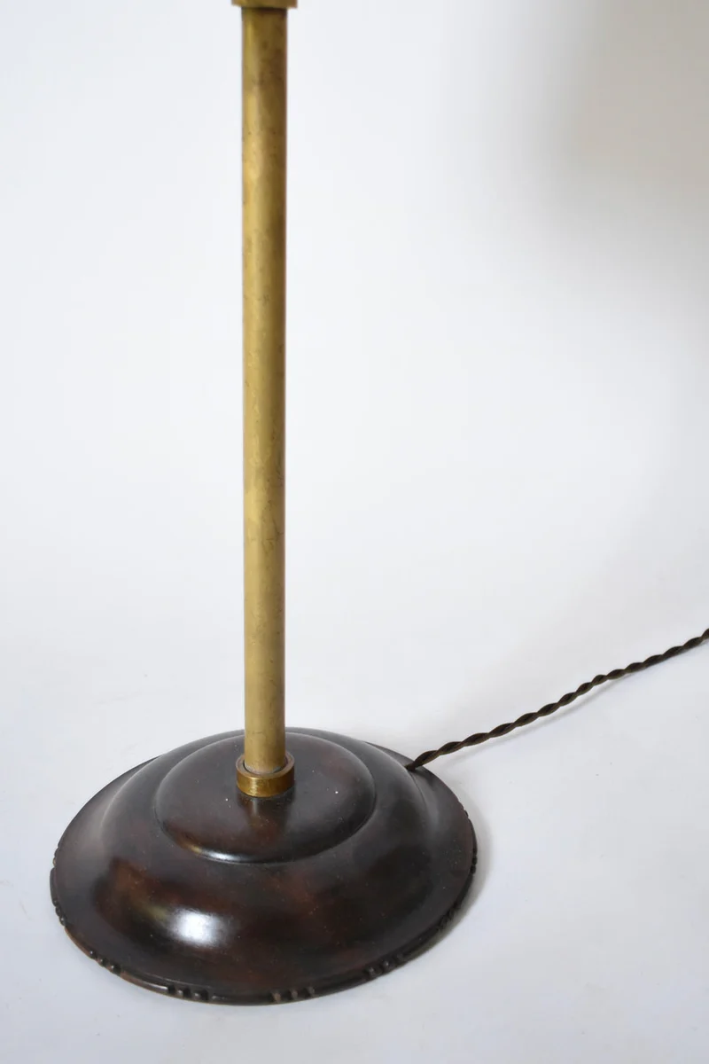 Vintage Brass and Wood Viennese Secession Table Lamp