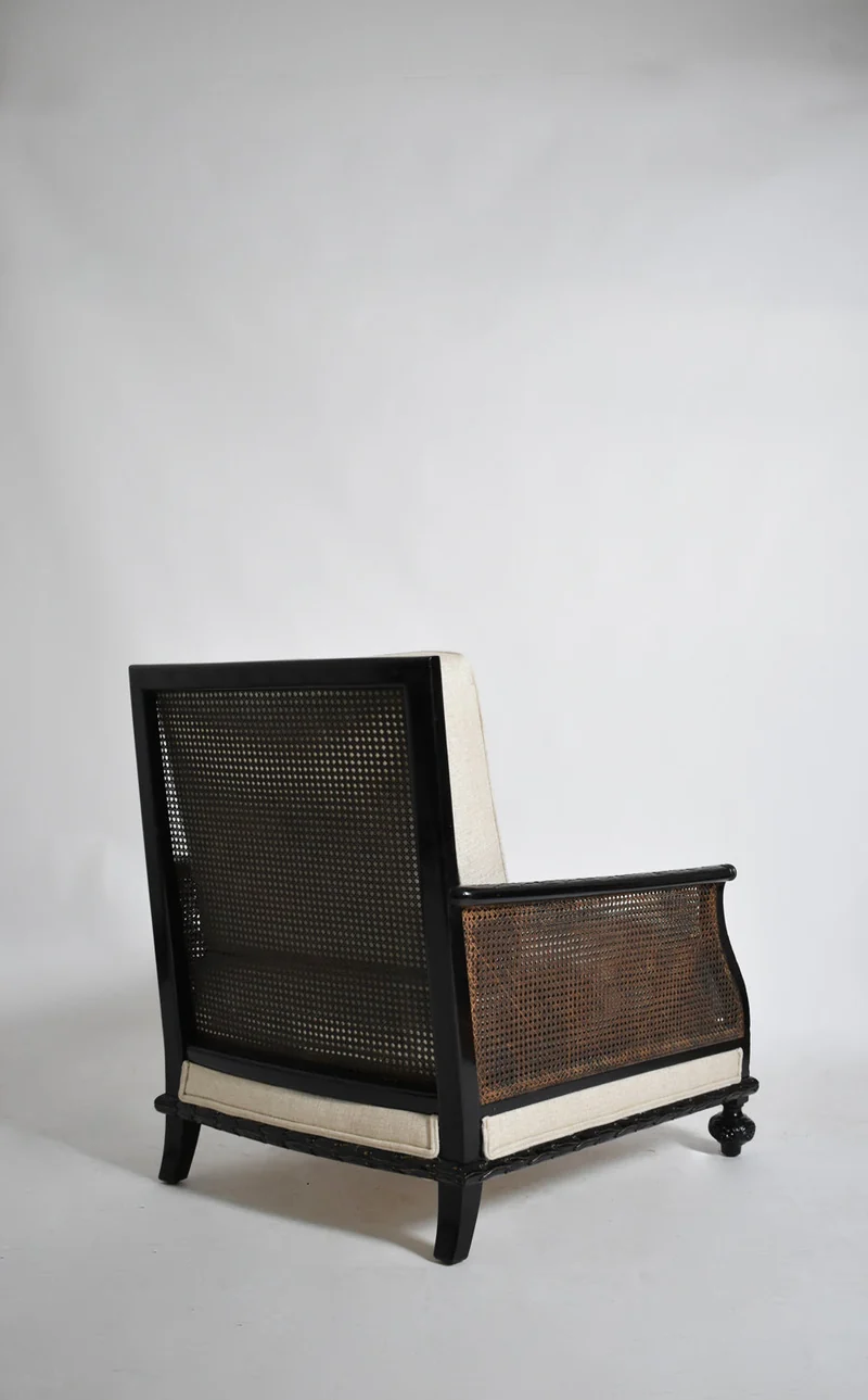 Canning and carved wood armchair, XIXth c.