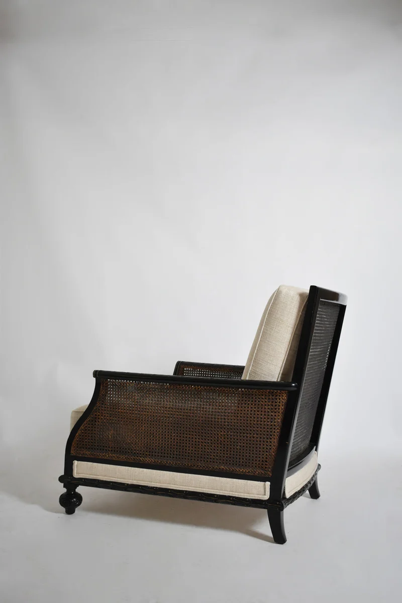 Canning and carved wood armchair, XIXth c.
