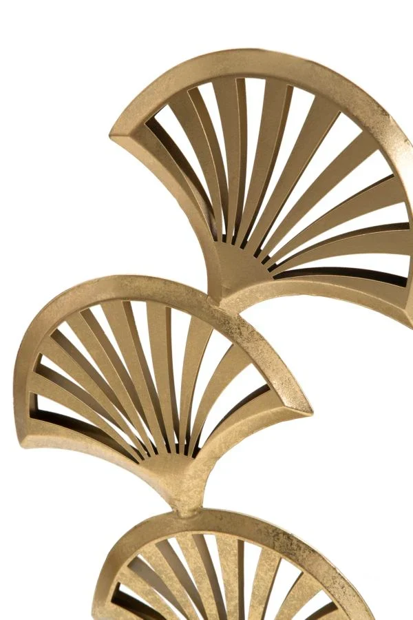 Sculpture décorative triple feuille de palmier dorée