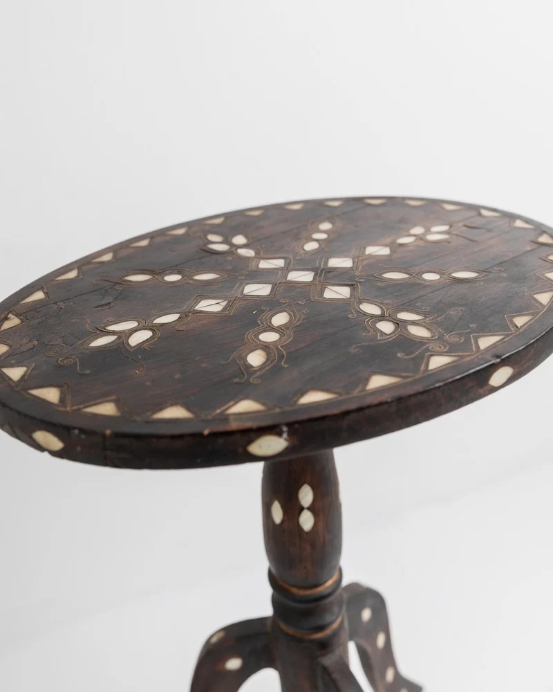 Early 19th Century Side Table, Dark Wood with Mother of Pearl Inlay