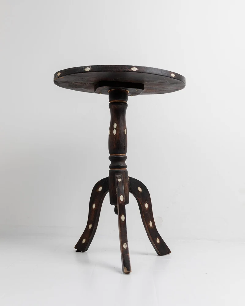 Early 19th Century Side Table, Dark Wood with Mother of Pearl Inlay