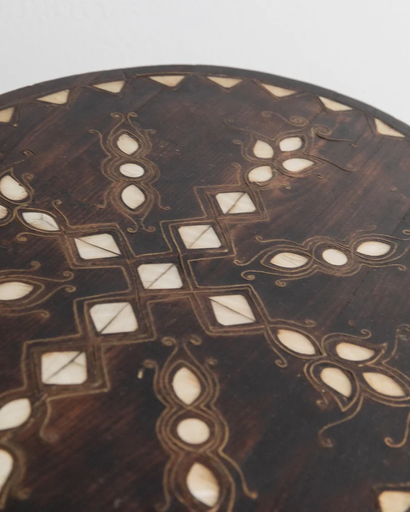 Early 19th Century Side Table, Dark Wood with Mother of Pearl Inlay