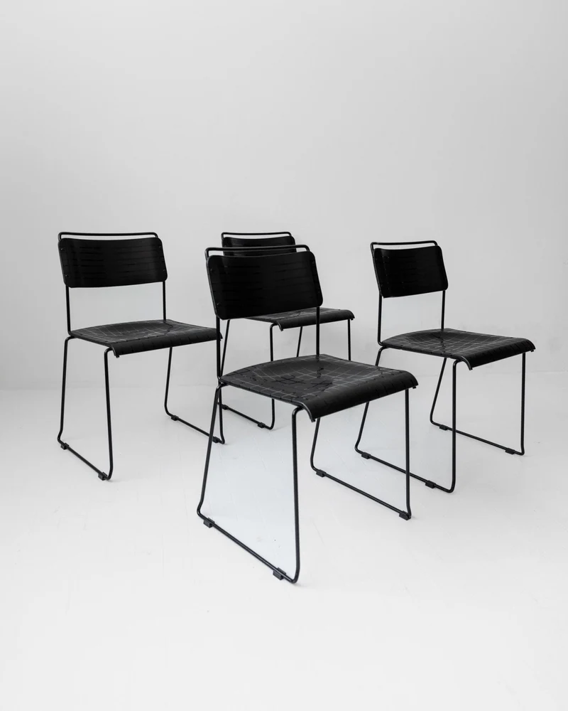 1980s Dining Chairs, Set of 4, Postmodern Design