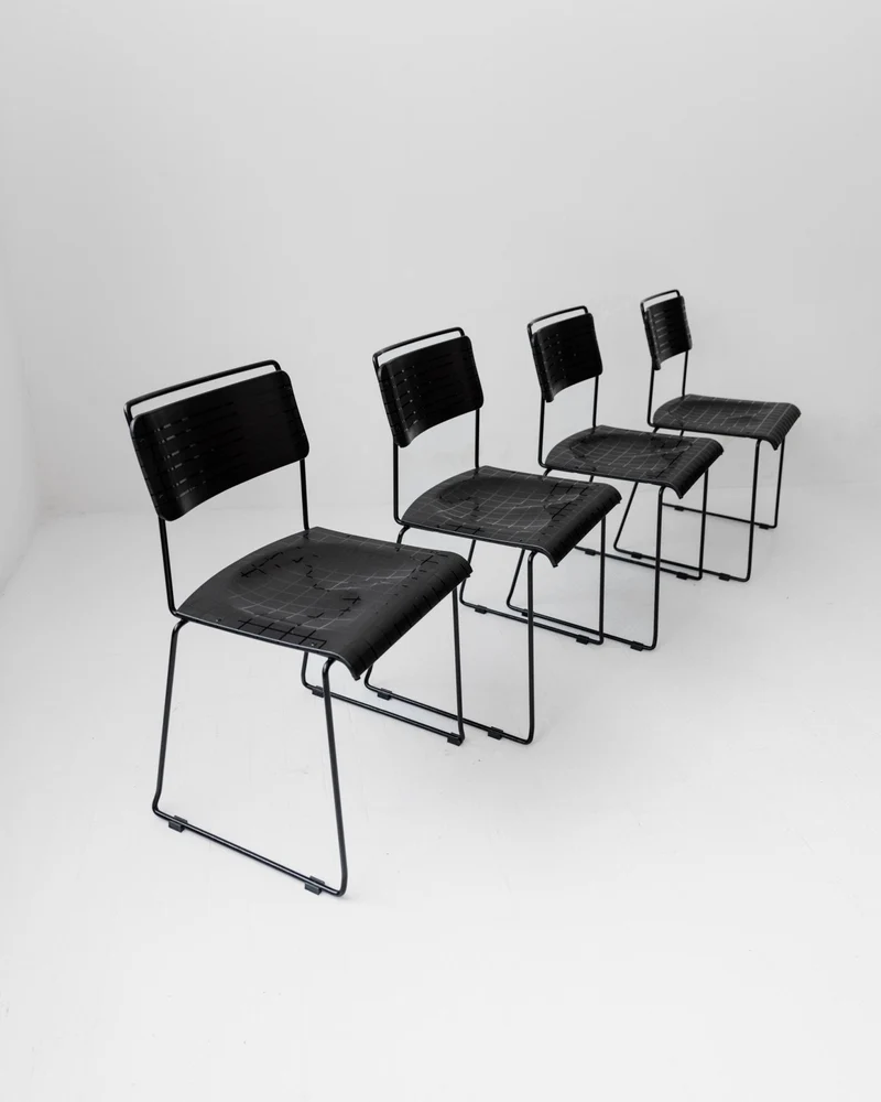 1980s Dining Chairs, Set of 4, Postmodern Design