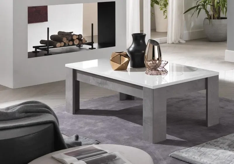 Table basse béton blanc laqué GRETA