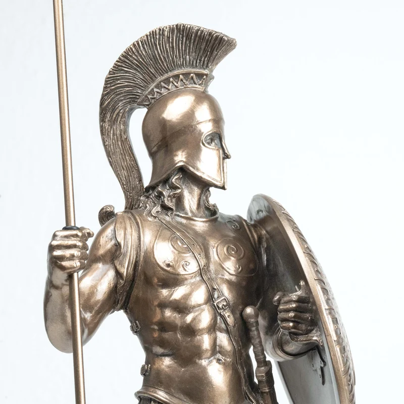Sculpture Guerrier Spartiate (Statue militaire grecque en bronze coulé à froid)