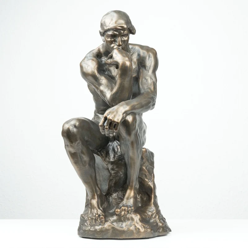 Sculpture Le Penseur de Rodin (Grande, Sculpture en Bronze Coulé à Froid)
