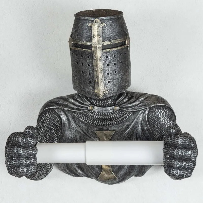 Porte Rouleau de Papier Toilette Chevalier Templier (Sculpture en Resine)