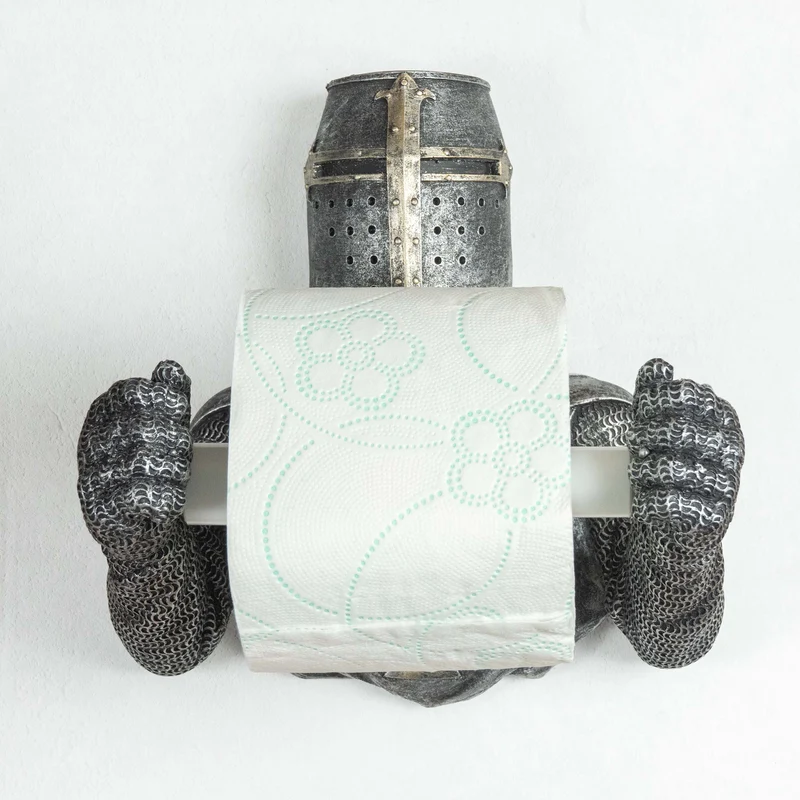 Porte Rouleau de Papier Toilette Chevalier Templier (Sculpture en Resine)
