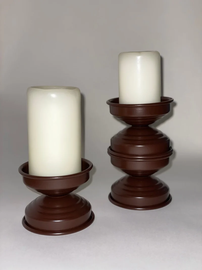 Contemporary Candle Holders in Aluminum - Chocolate Brown Collection