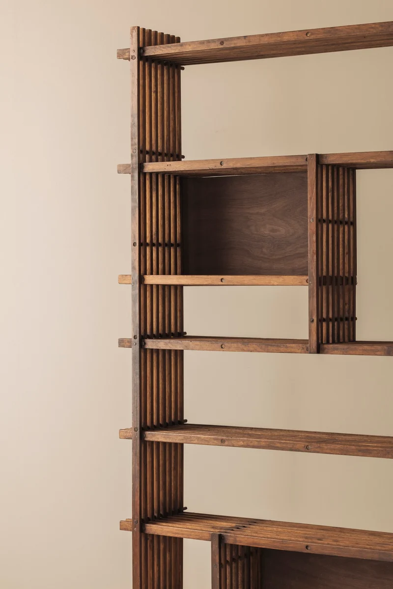Architectural French oak bookcase / cabinet from the 1950s