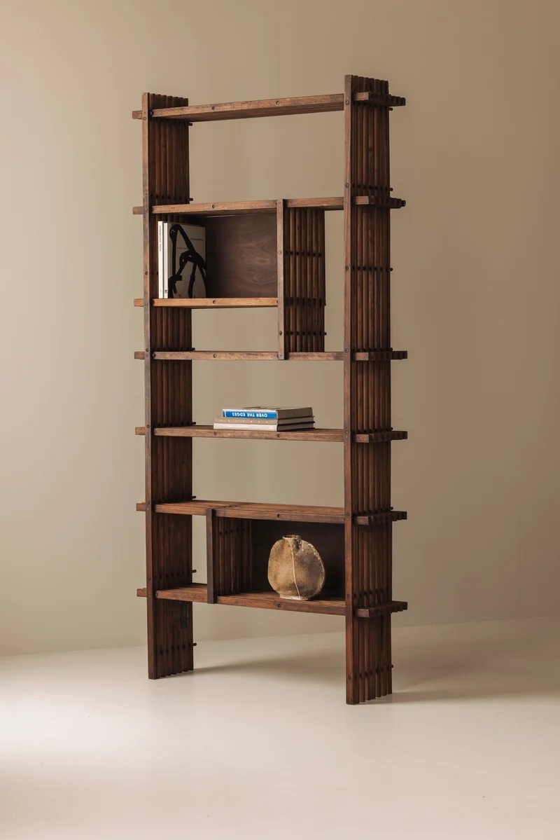 Architectural French oak bookcase / cabinet from the 1950s