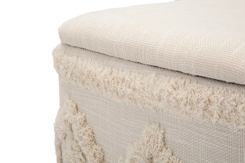 Pouf carré crème et boîte de rangement