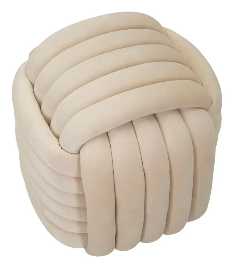 Pouf en velours crème – Siège d'appoint rembourré Sofy