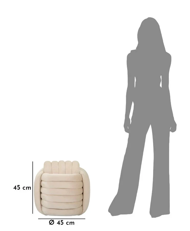 Pouf en velours crème – Siège d'appoint rembourré Sofy