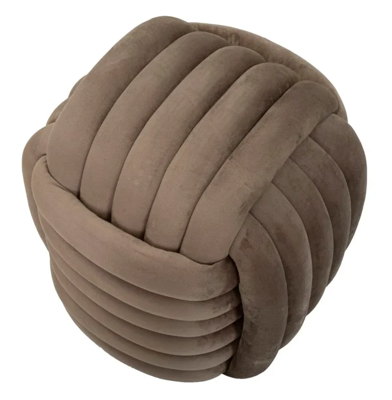 Pouf en velours gris – Siège d'appoint rembourré Sofy