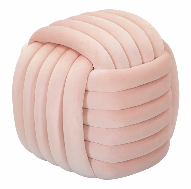 Pouf en velours rose – Siège d'appoint rembourré Sofy