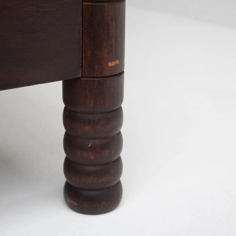 Mid-Century Wooden Bed with Sculptural Headboard