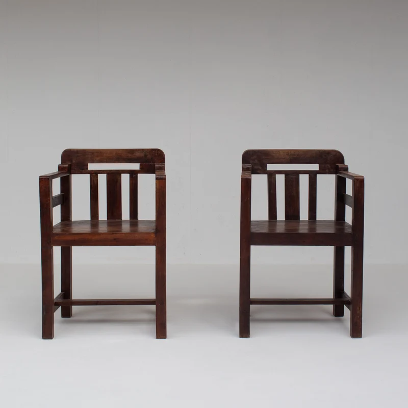 Pair of Art Deco Armchairs with Sculptural Frame