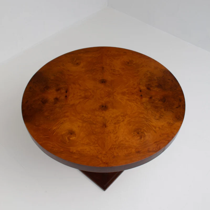 Art Deco Round Table with Geometric Base