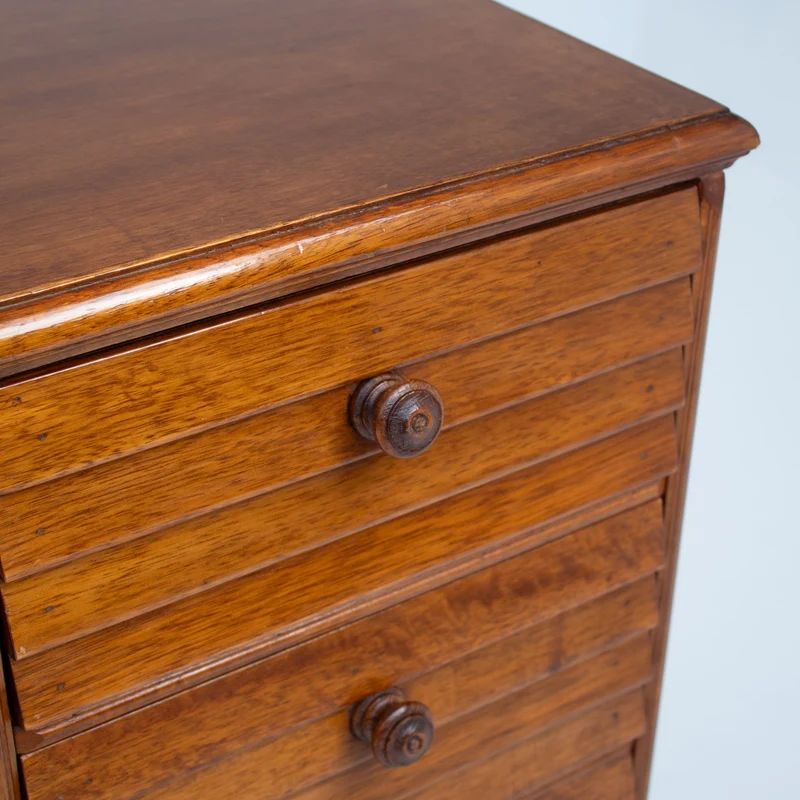 Mid Century Slatted Cabinet with Drawers and Storage