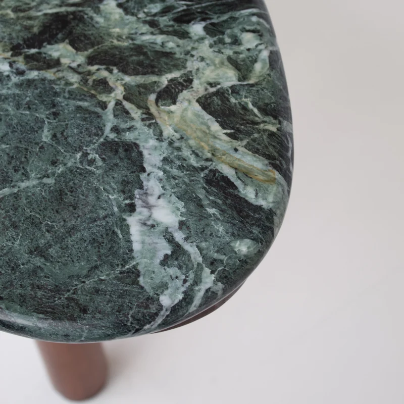 Mid Century Italian Side Table/Console with Green Marble Top