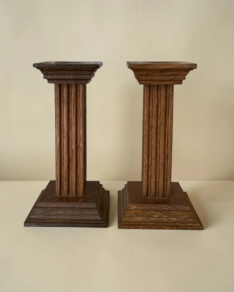 Pair of Dutch Vintage Column Candleholders