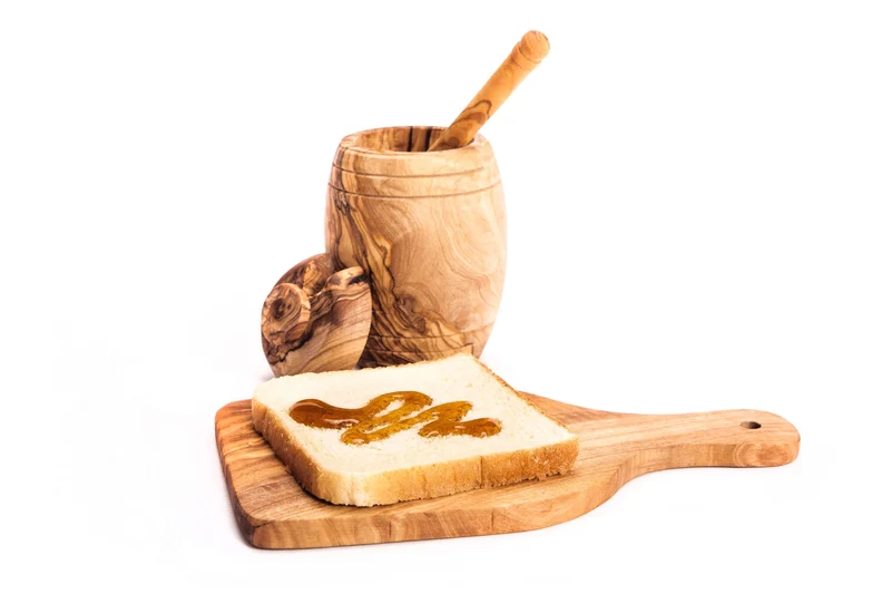 Pot à Miel avec Cuillère en Bois d’Olivier Fait Main