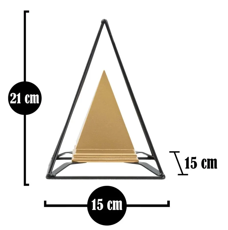 Pyramide dorée avec cadre noir (statue en résine)