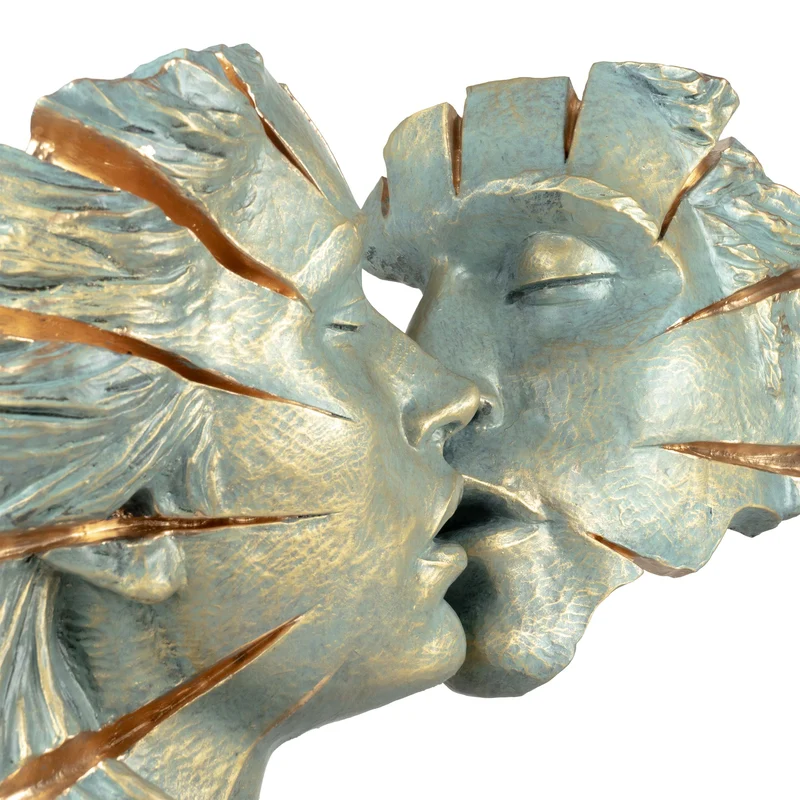Sculpture Amants « Approaching Kiss » par Anglada sur Base en Marbre