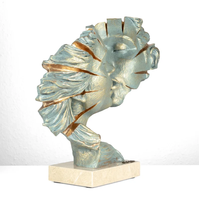 Sculpture Amants « Approaching Kiss » par Anglada sur Base en Marbre