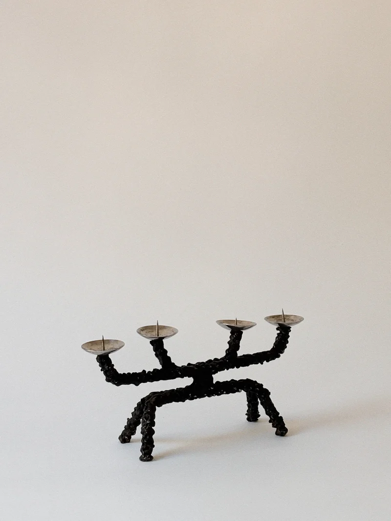 Molten Textured 4 Arm Candlestick, c. 1970's Poland