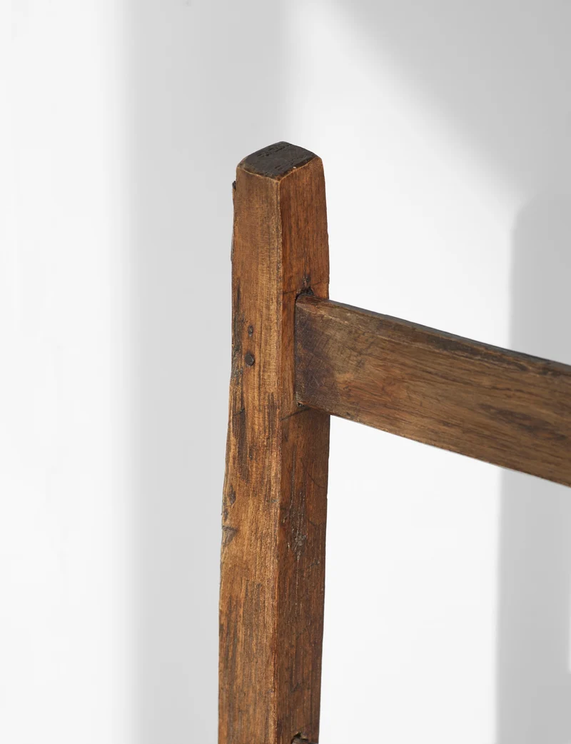 A French folk bench from the 19th Century. Wood and straw