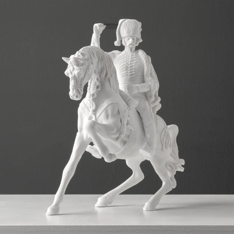 Sculpture de hussard monté – Cavalerie du XIXe siècle