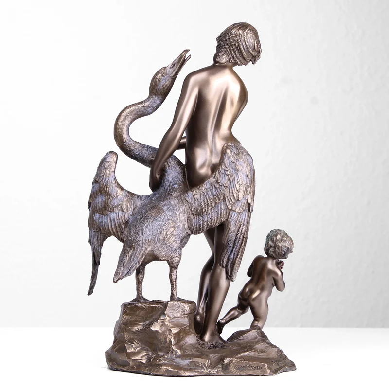Sculpture de Léda et le Cygne (Statue en bronze coulé à froid)