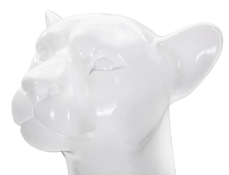 Sculpture de léopard assis blanc (décoration moderne)