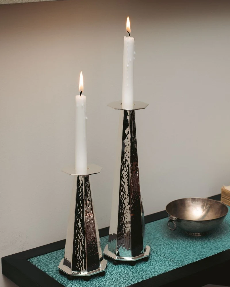 Silver plated short candleholder