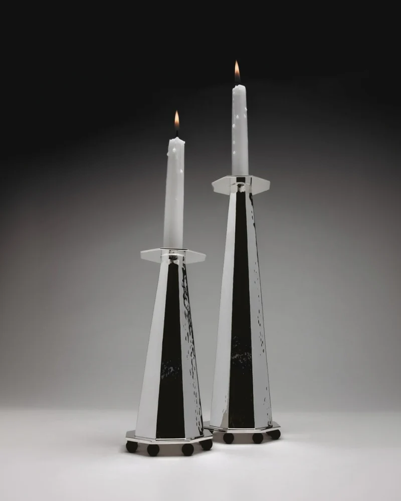 Silver plated tall candleholder