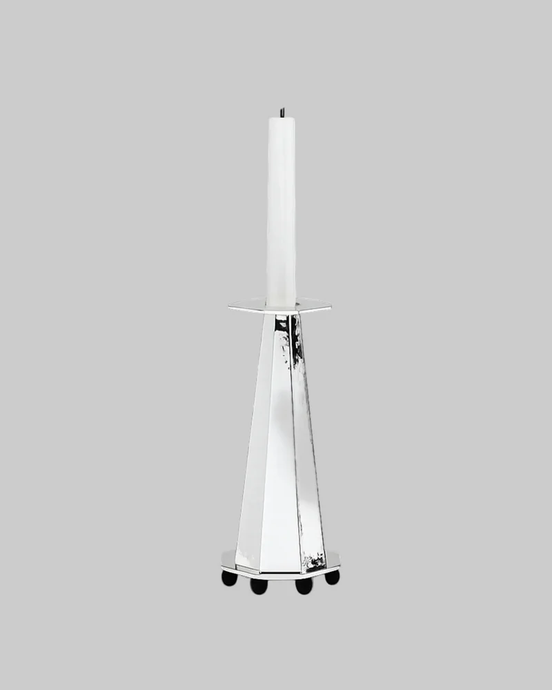 Silver plated tall candleholder