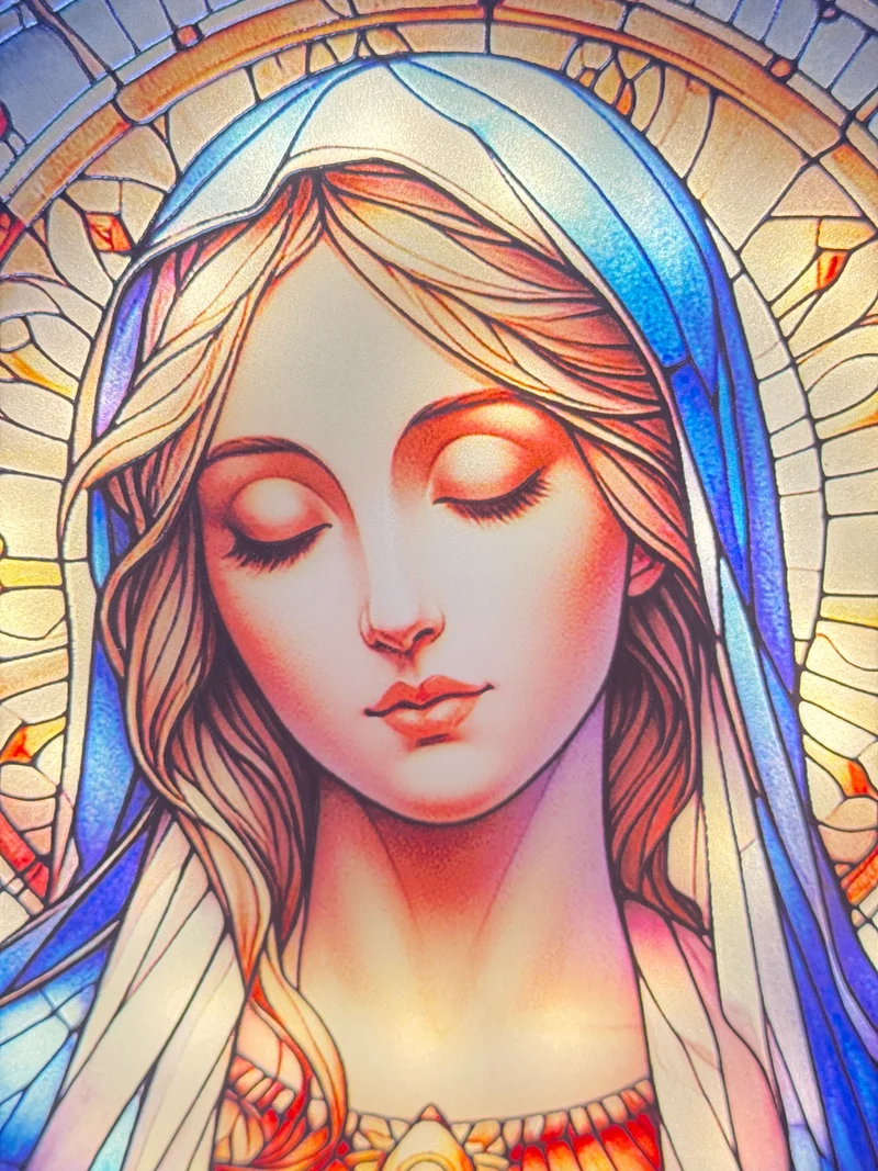 Sculpture Lumineuse de la Vierge Marie – Panneau de Lumière pour Prière