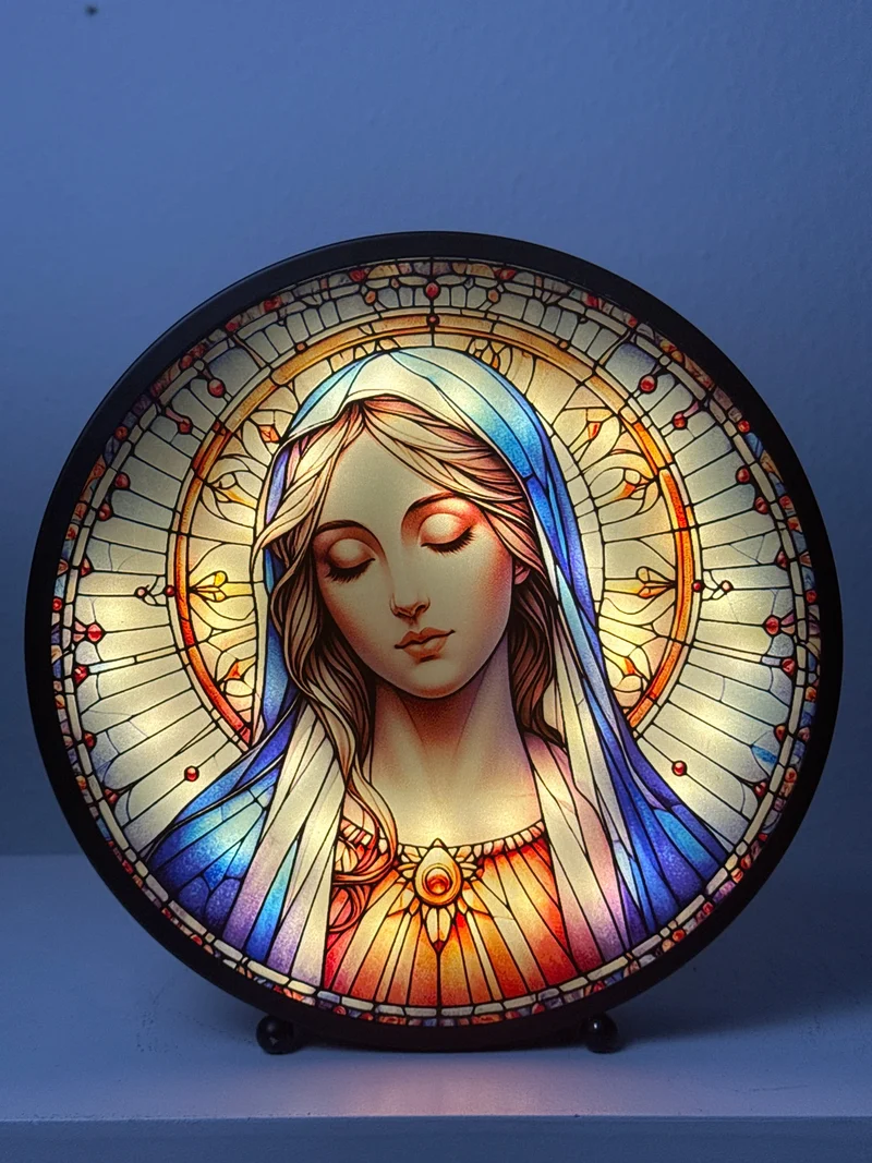 Sculpture Lumineuse de la Vierge Marie – Panneau de Lumière pour Prière