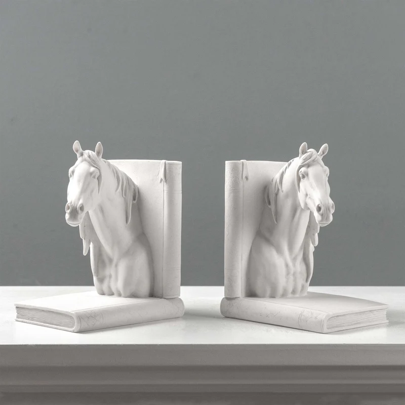 Serre-livres tête de cheval – Paire de bustes équestres
