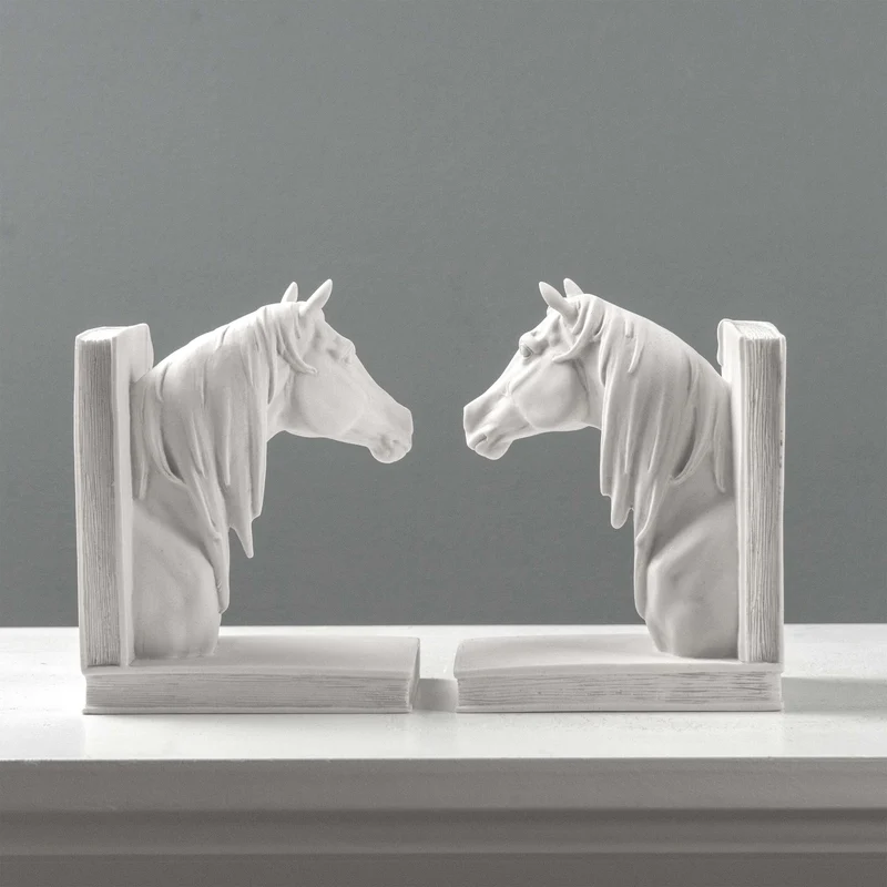 Serre-livres tête de cheval – Paire de bustes équestres