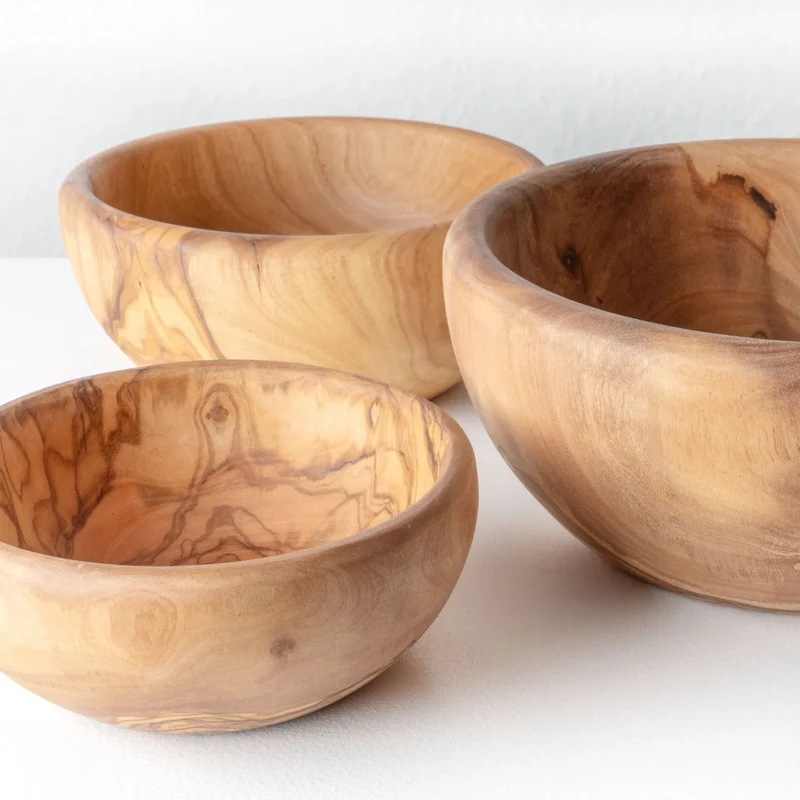 Set de Bols en Bois d’Olivier Fait Main (6 Pièces)