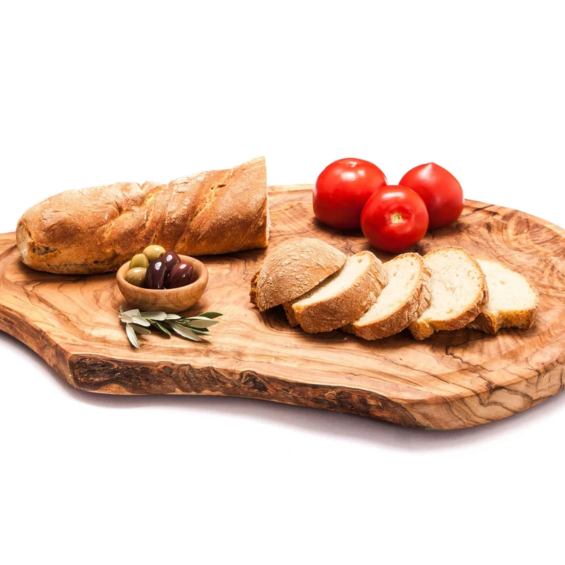 Set de Planches à Découper avec Rainure – Forme Irrégulière – Bois d’Olivier Fait Main (2 Pièces)